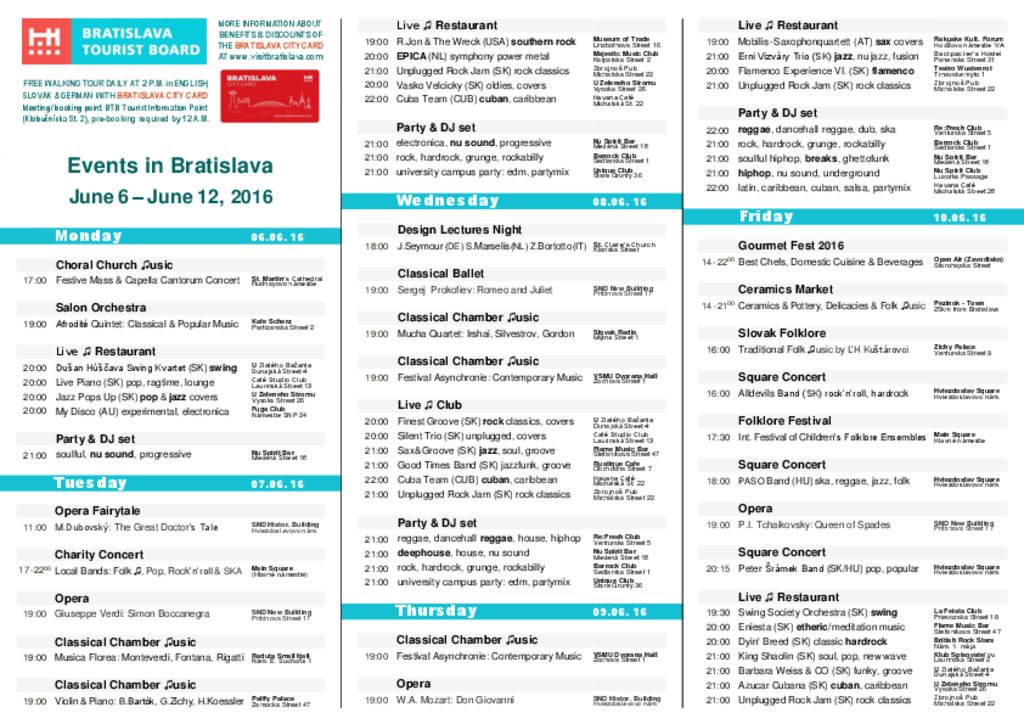 Events in Bratislava, June 6 – June 12, 2016