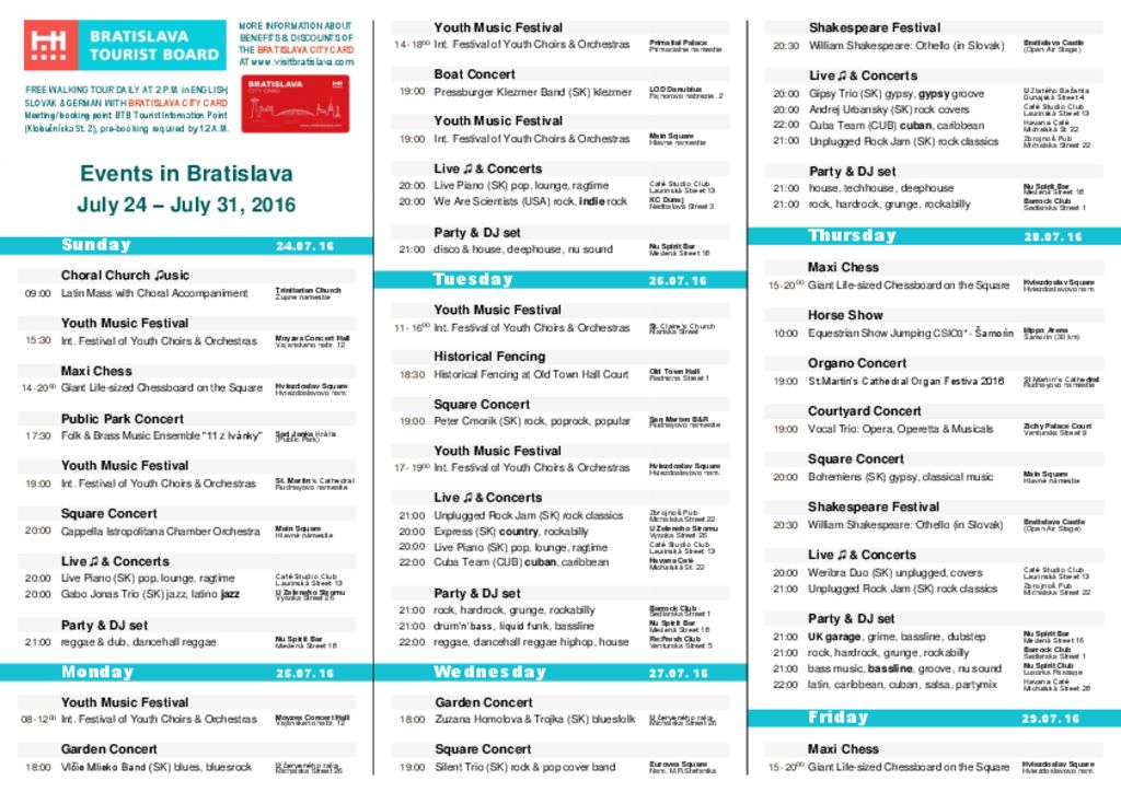 thumbnail of Events in Bratislava, July 24 – July 31, 2016
