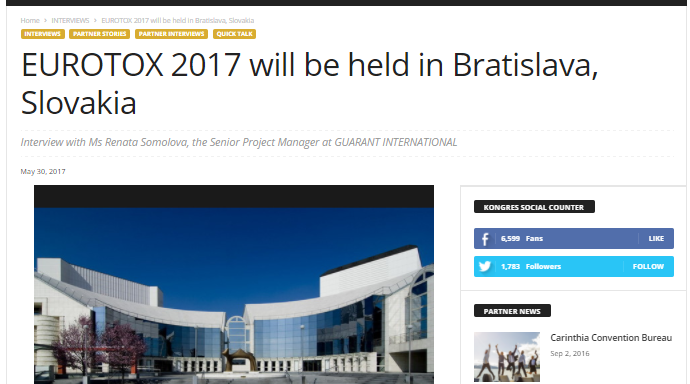EUROTOX 2017 will be held in Bratislava