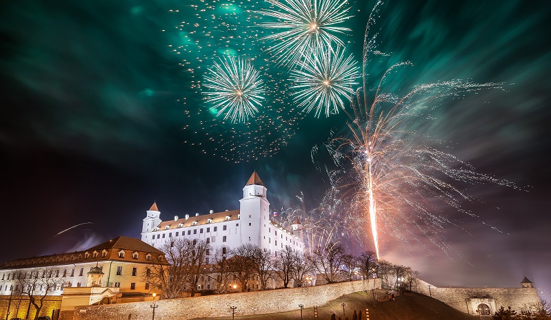 Slovakia's Midnight Celebration: Join the Bratislava New Year's Eve Fireworks Live Streaming from Danube Bratislava Castle