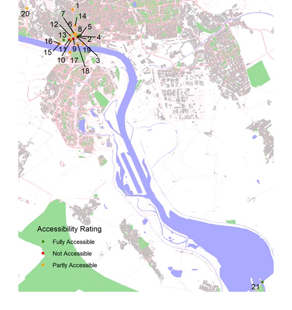 Bratislava map with colour coded points of all sights