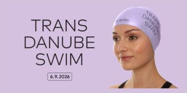Trans Danube Swim Ilustračná fotka plavca v fialovej čiapke