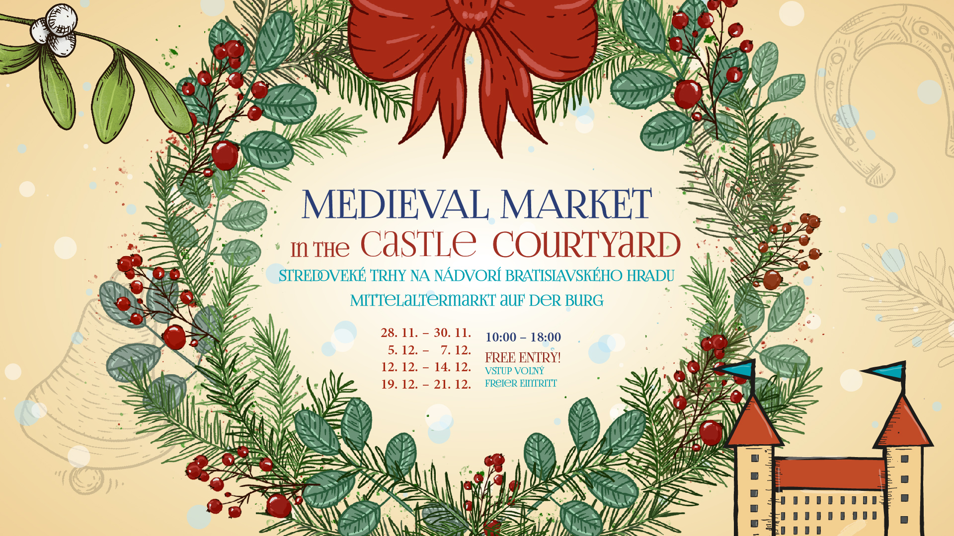 medieval christmas market in the castle courtyard